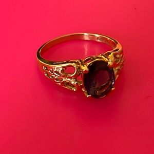 Pretty Navy Blue Gold Ring Vintage